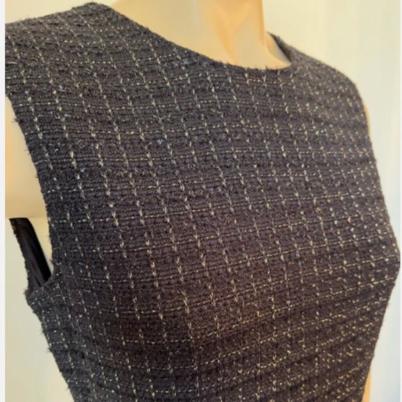 ST JOHN METALLIC EYELASH TWEED KNIT BLACK/GOLD SHIMMER DRESS sz 16 - Picture 7 of 9